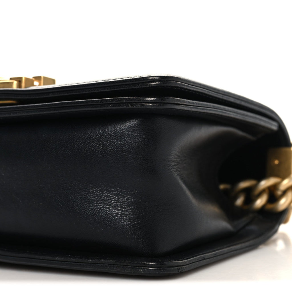Chanel Lambskin Quilted Small Chain Detail Boy Flap Black