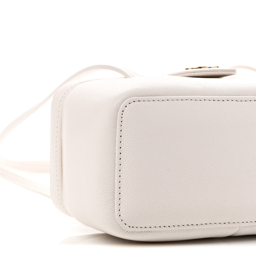 Chanel Shiny Caviar Preppy Coco Long Vanity With Strap White