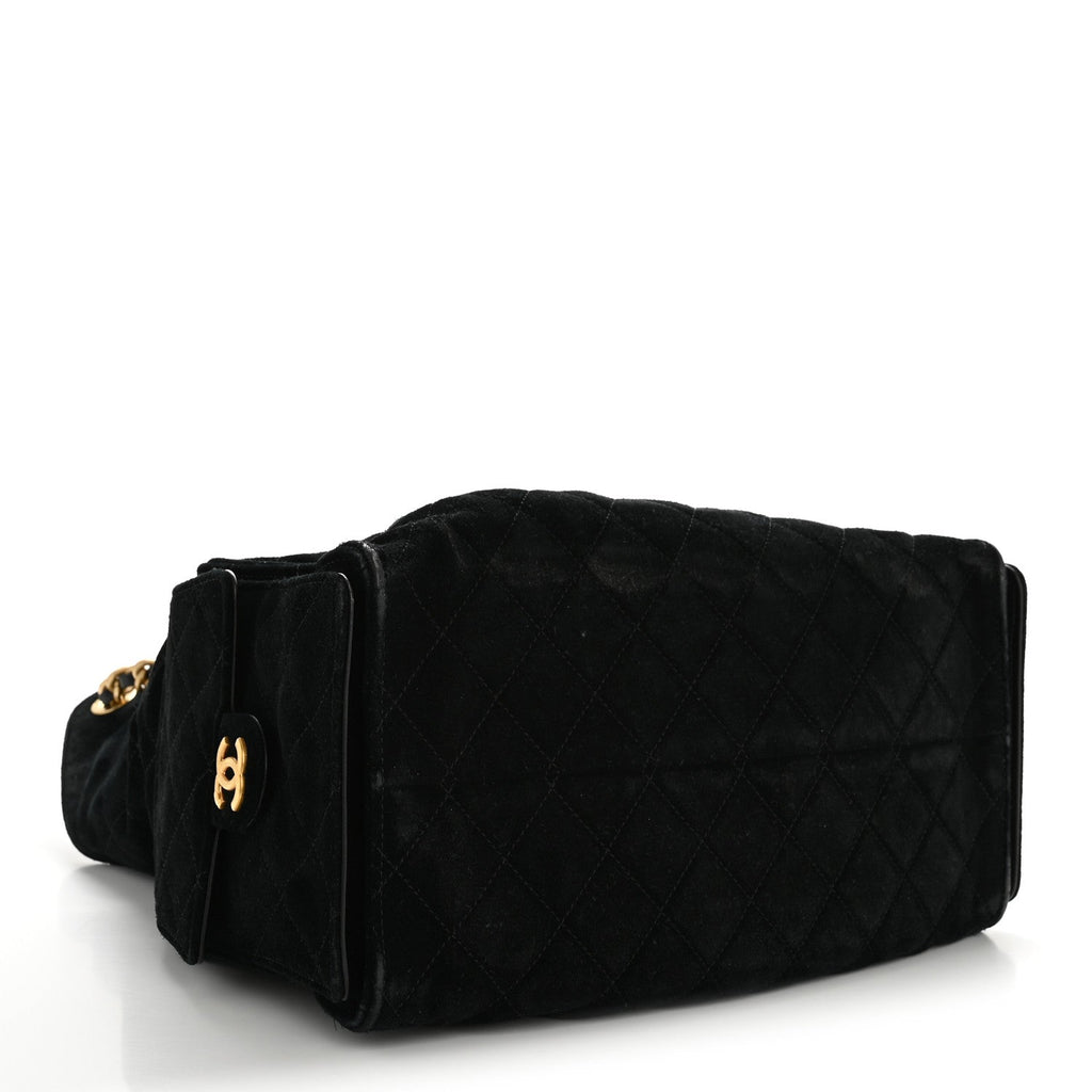 Chanel Suede Quilted Medium Chanel 25 Handbag Black