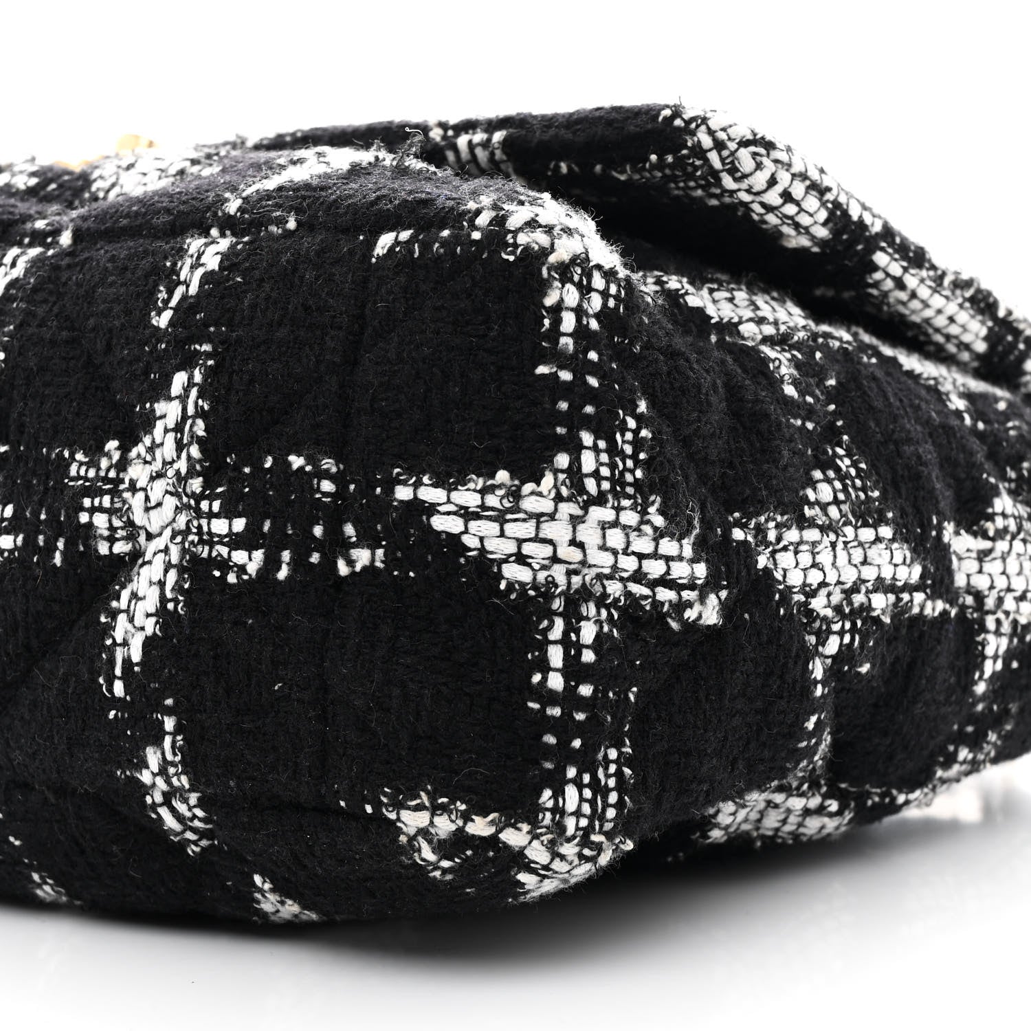 Chanel Tweed Quilted Maxi Chanel 19 Flap Black White