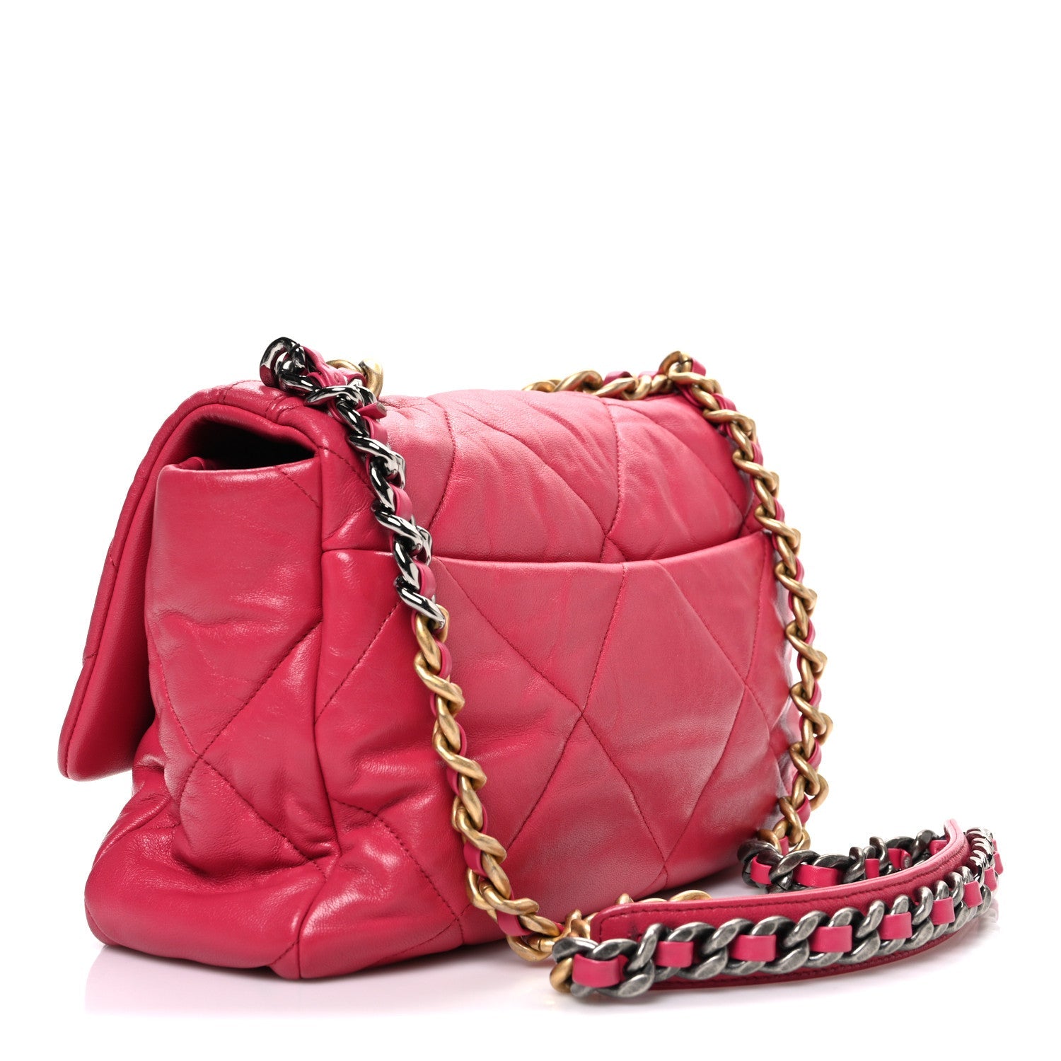 Chanel Goatskin Quilted Large Chanel 19 Flap Pink