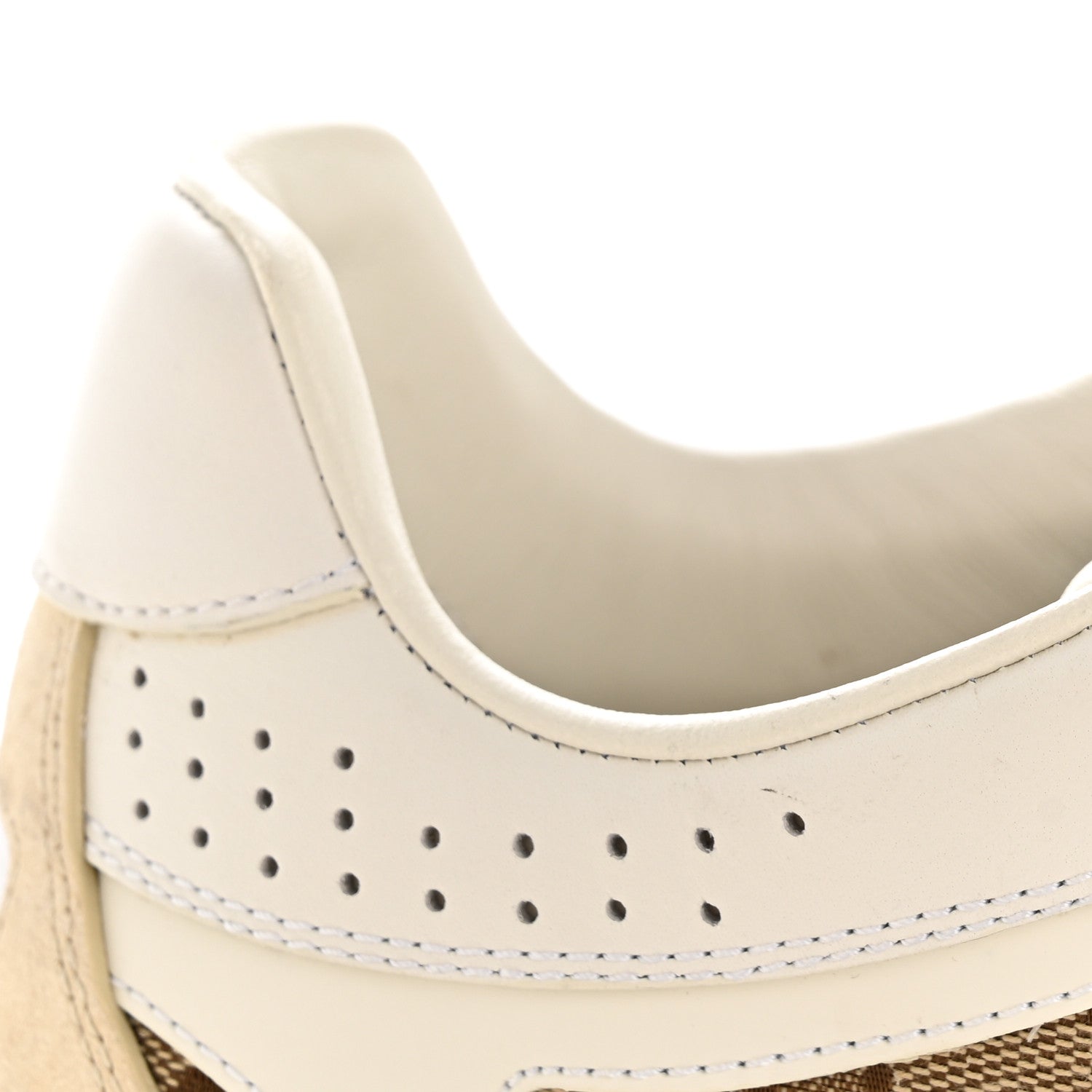 Gucci Calfskin GG Monogram Re-Web Womens Sneakers 39 White Beige Ebony