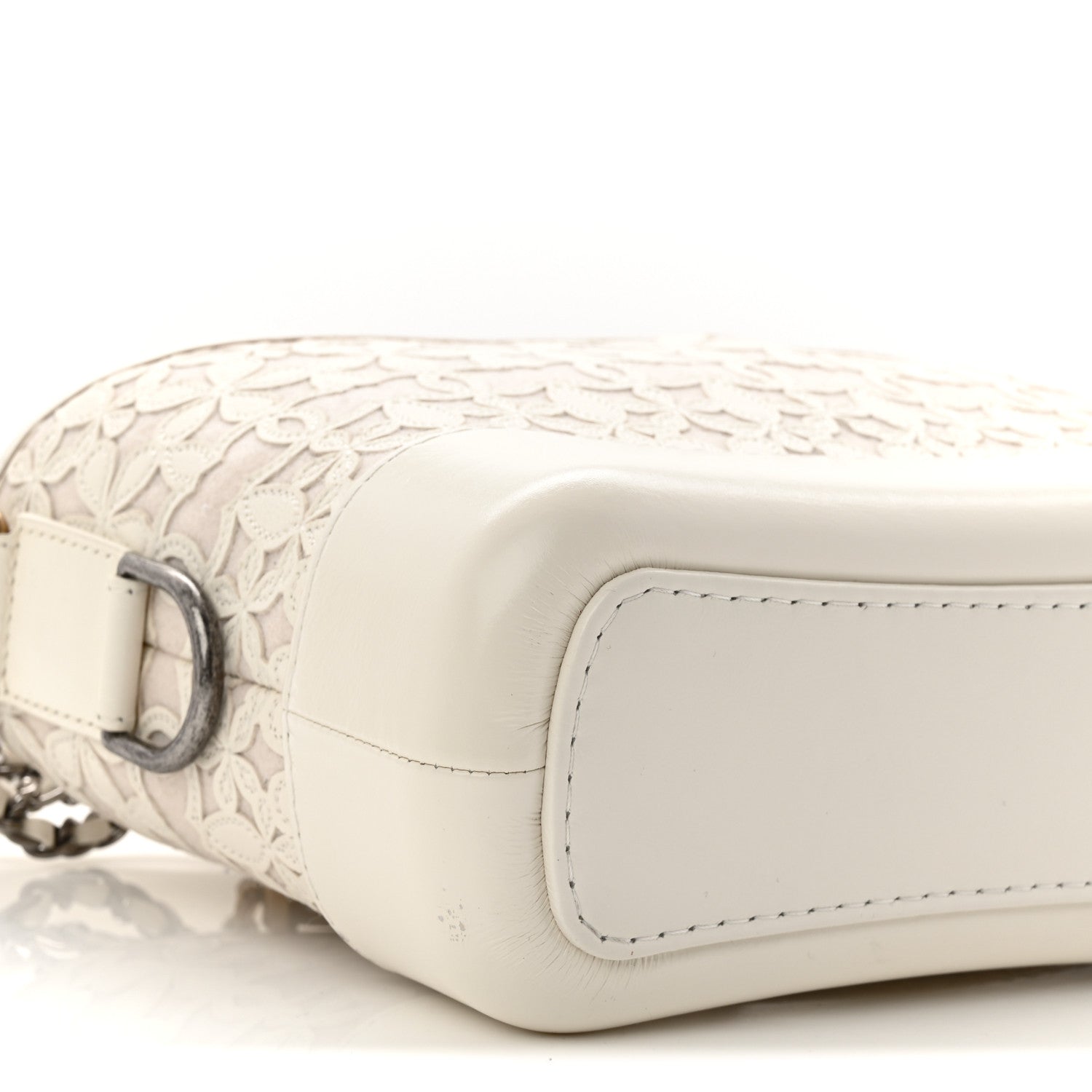 Chanel Calfskin Wool Felt Embossed Small Gabrielle Logo Hobo White
