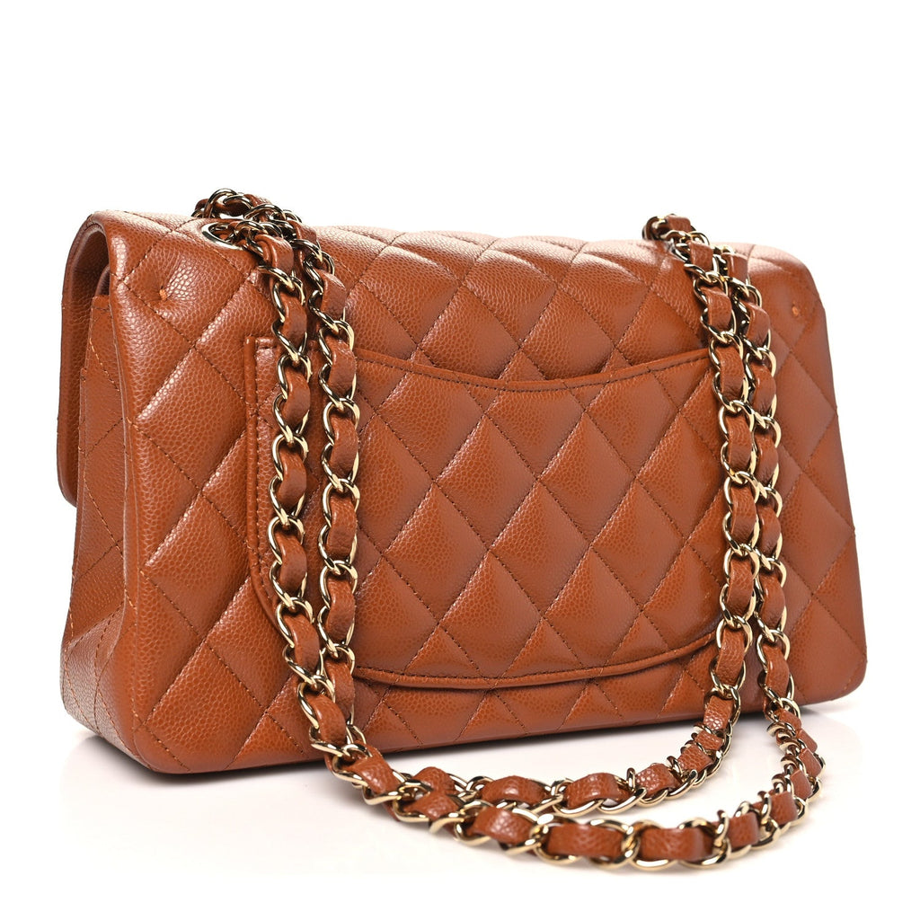 Chanel Caviar Quilted Small Double Flap Light Brown