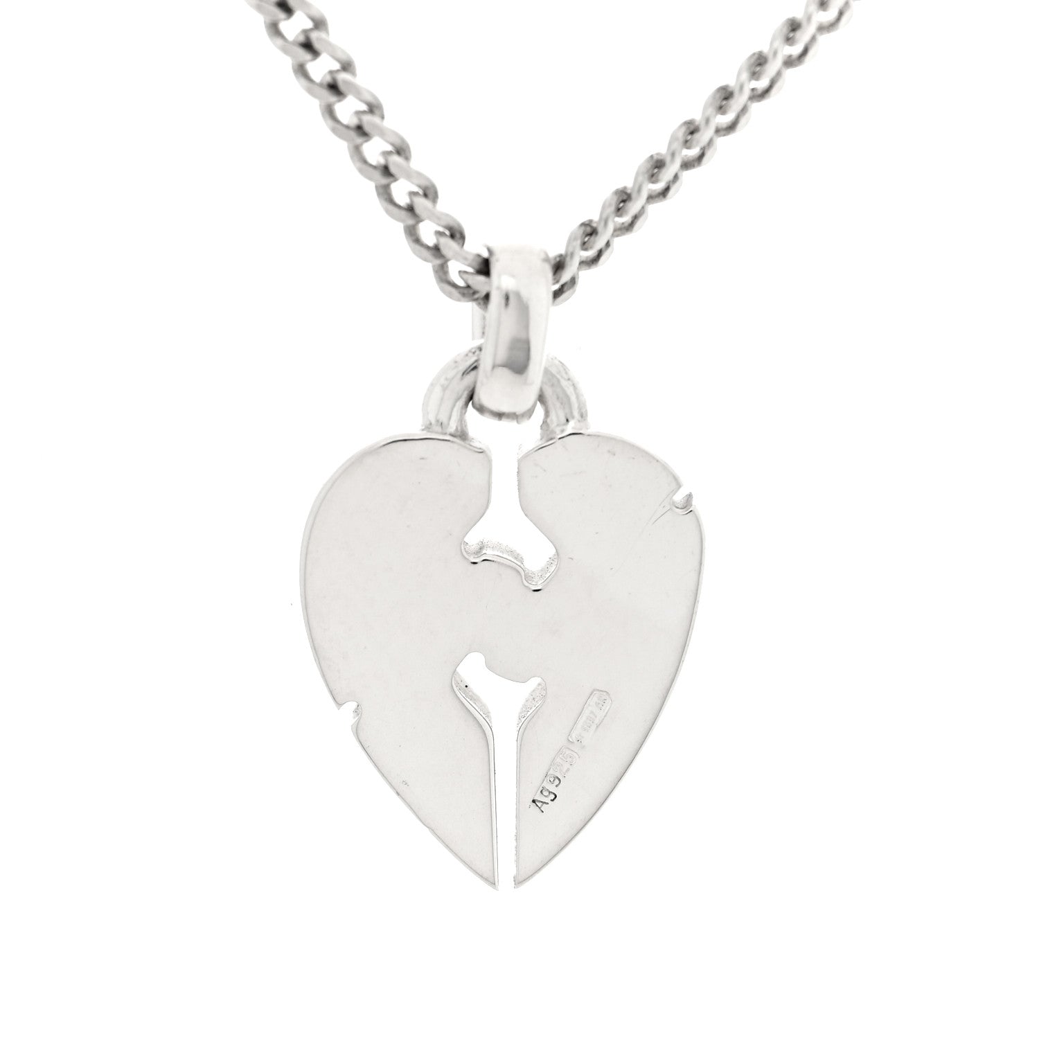 Gucci Sterling Silver Knot Heart Pendant Necklace