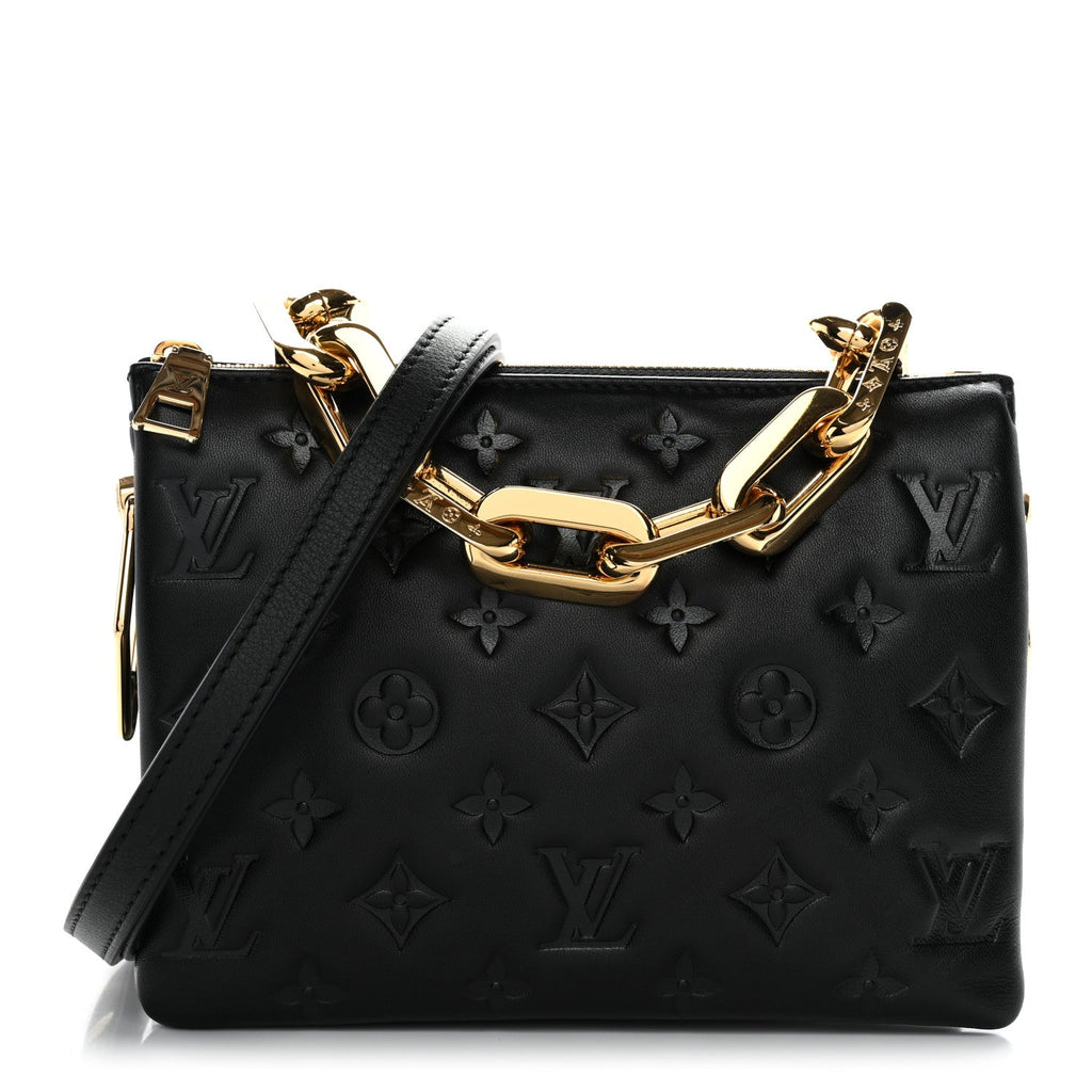 Louis Vuitton Lambskin Embossed Monogram Coussin BB Black