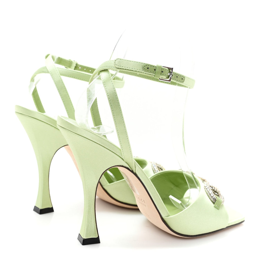 Gucci Satin Crystal Horsebit Sandal Pumps 36.5