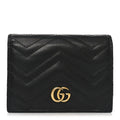 Gucci Calfskin Matelasse GG Marmont Card Case Wallet Black