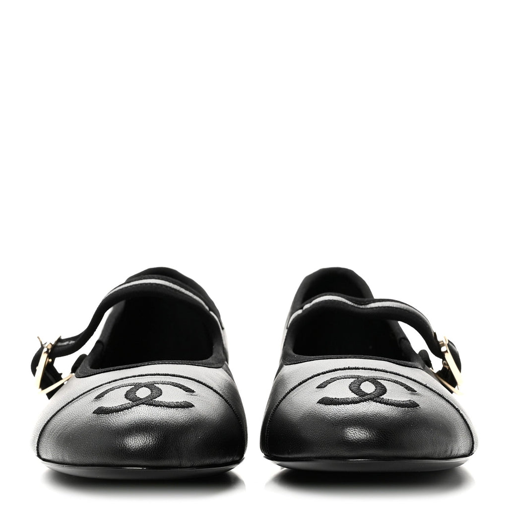 Lambskin Mary Jane Flats 40 Black