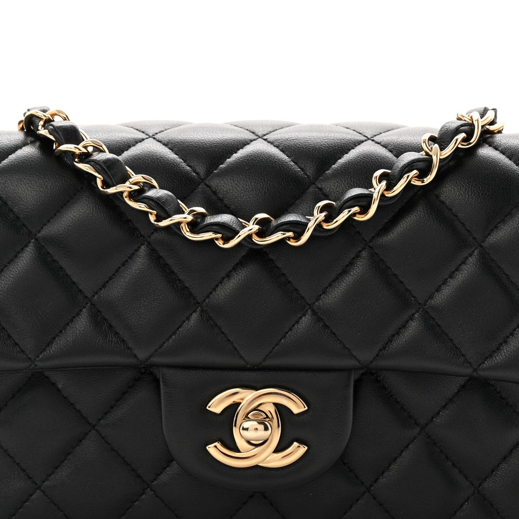 Chanel Lambskin Quilted Mini Rectangular Flap Black