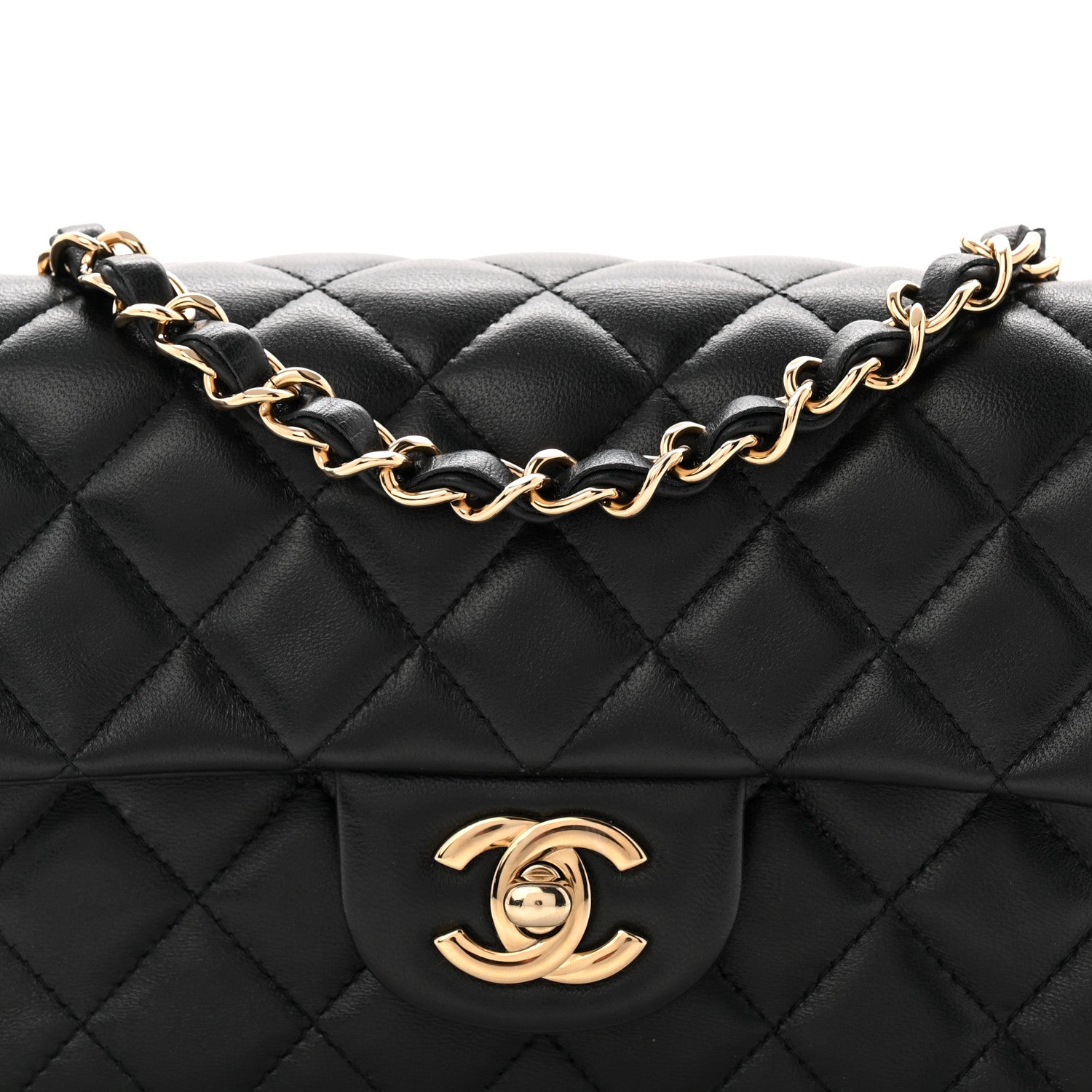 Chanel Lambskin Quilted Mini Rectangular Flap Black