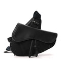 Christian Dior X Sacai Grained Calfskin Technical Fabric Mens Saddle Bag Black