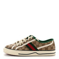 Gucci GG Monogram Web Womens 1977 Tennis Sneakers 40 Beige Ebony Mystic White