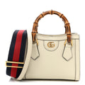 Gucci Textured Calfskin Web Mini Diana Tote Bag Mystic White