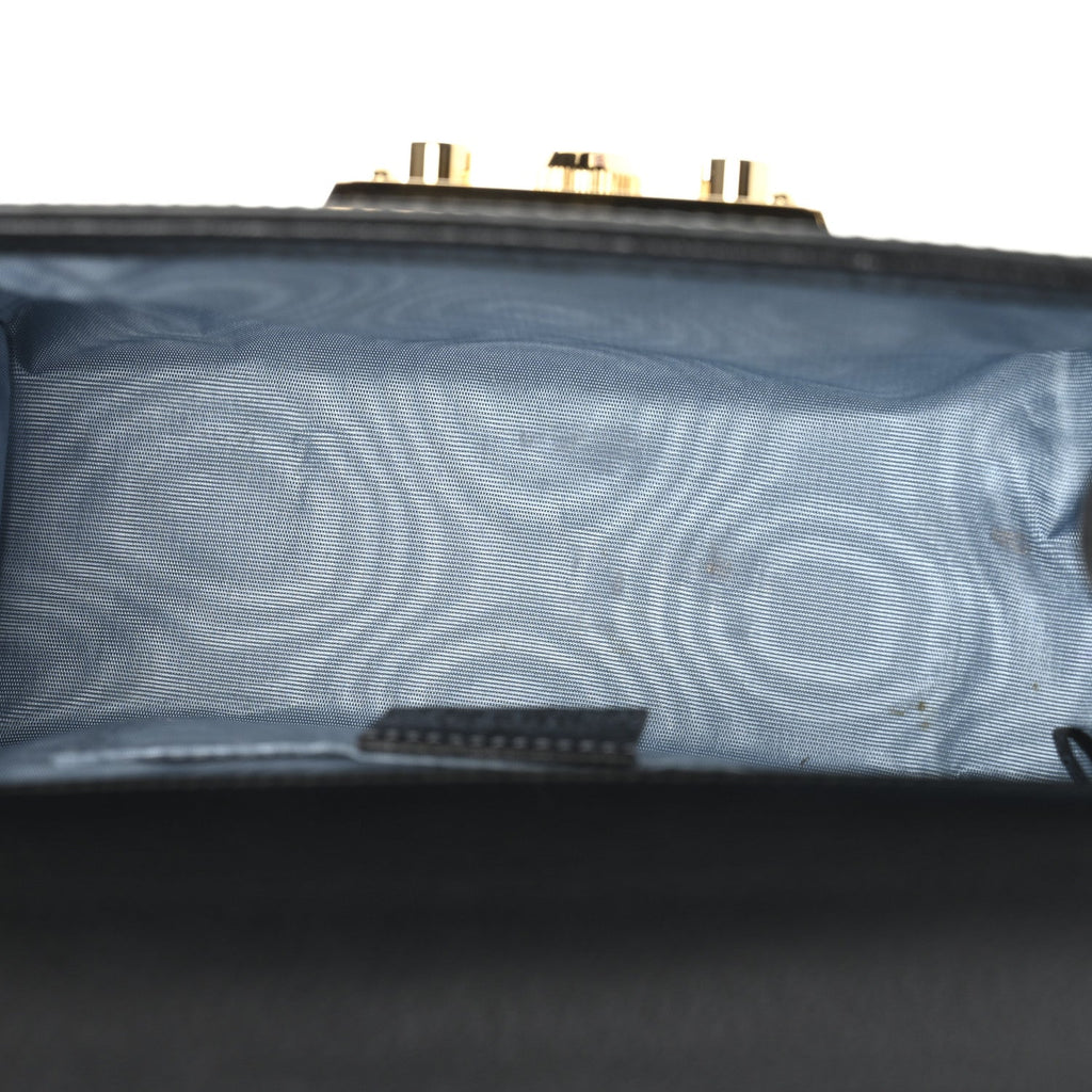 Gucci Grained Calfskin Bee Star Small Padlock Shoulder Bag Black