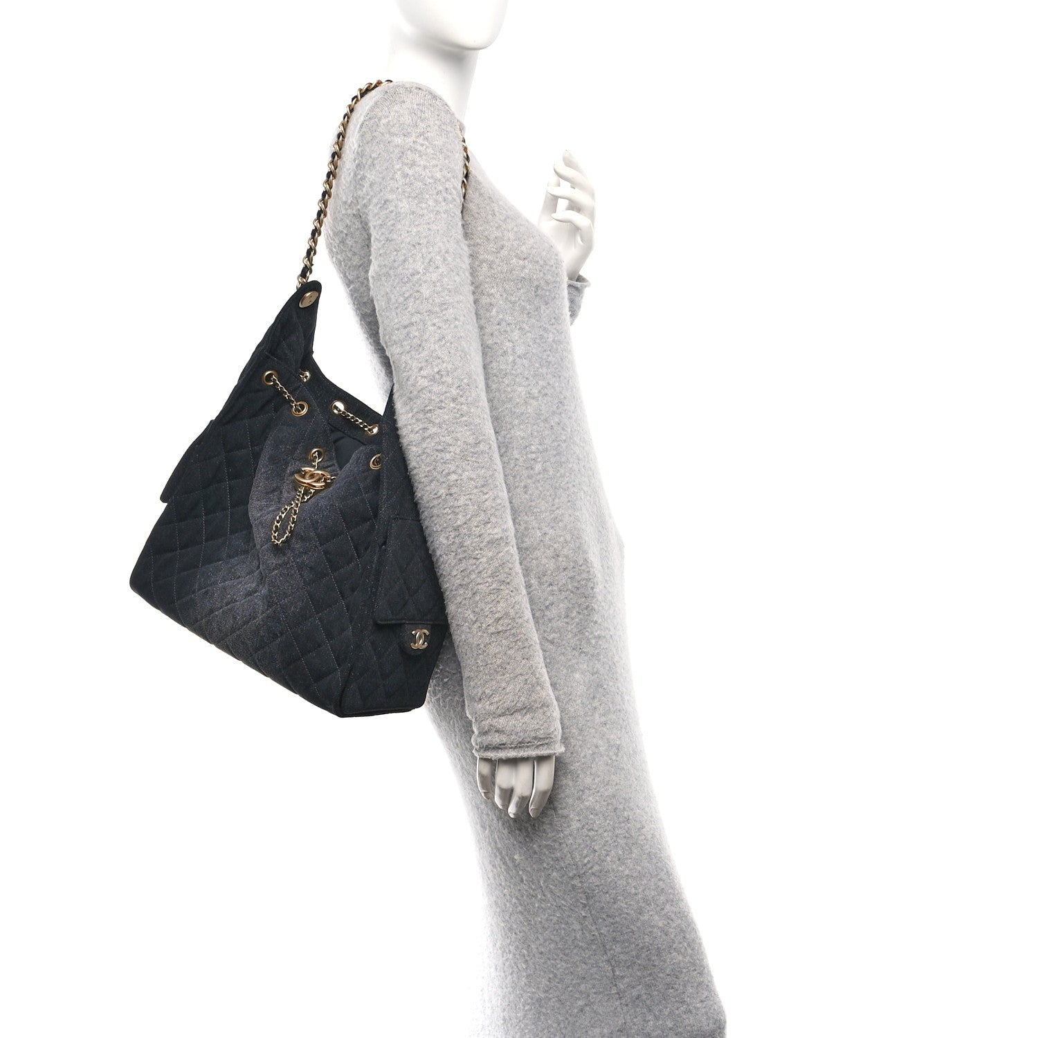 Chanel Washed Denim Quilted Medium Chanel 25 Handbag Black