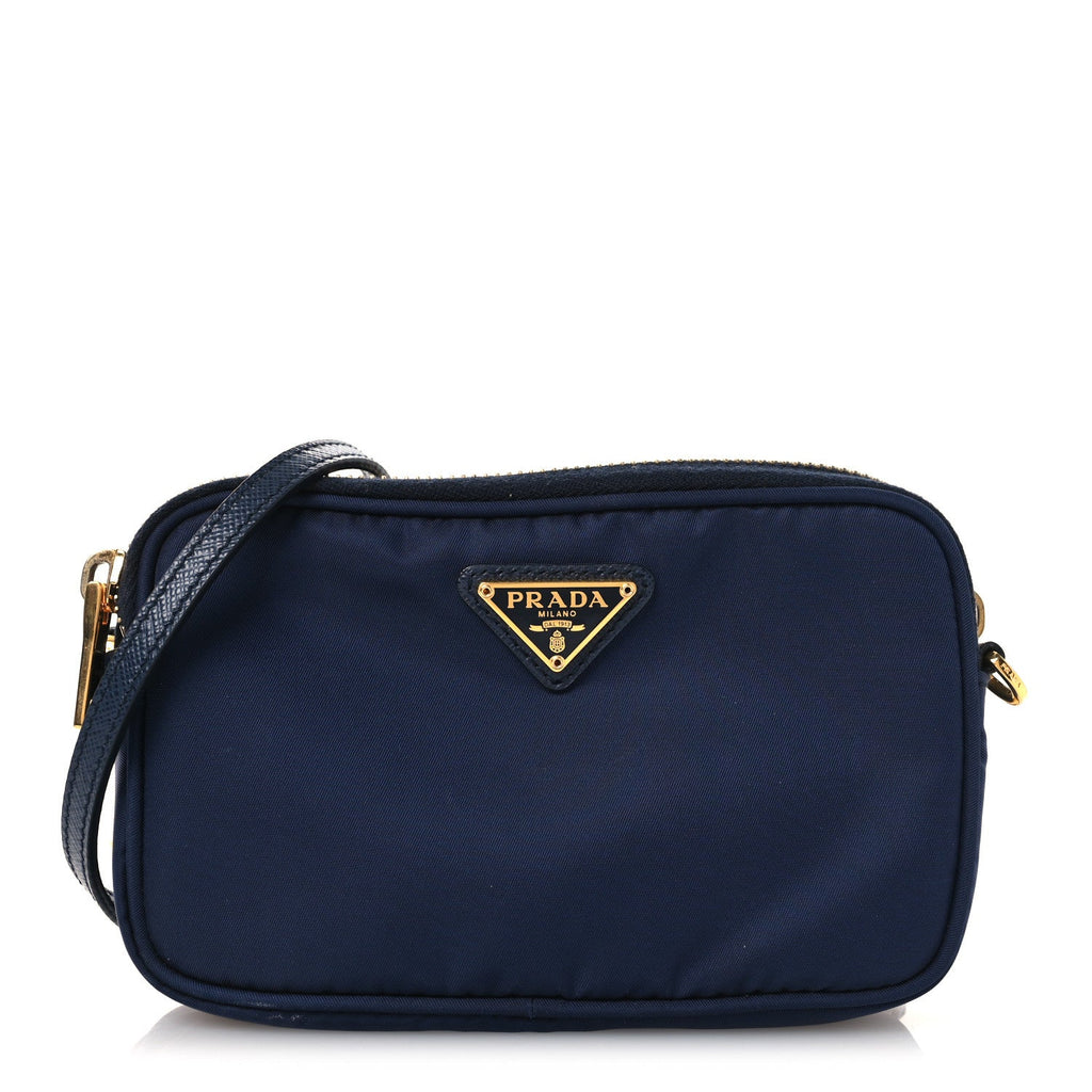 Prada Tessuto Nylon Saffiano Mini Camera Crossbody Royal