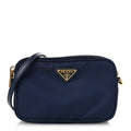 Prada Tessuto Nylon Saffiano Mini Camera Crossbody Royal