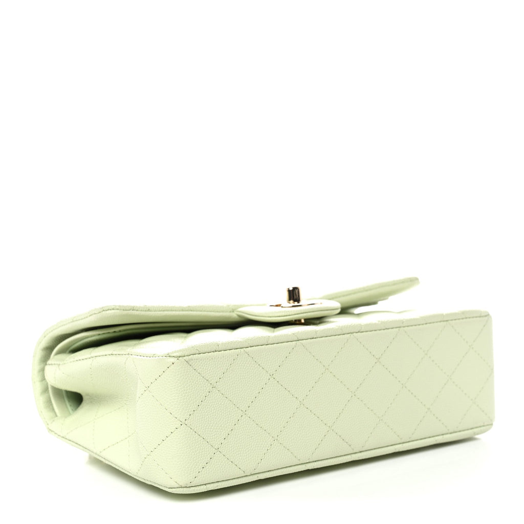 Chanel Caviar Quilted Small Double Flap Light Green