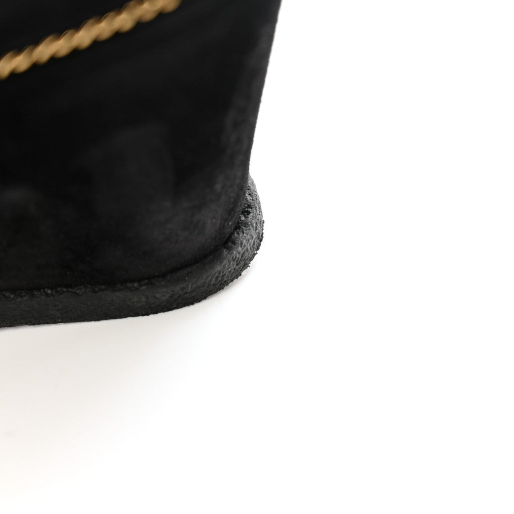 Chanel Suede Calfskin Chain Around High Boots 41 Black