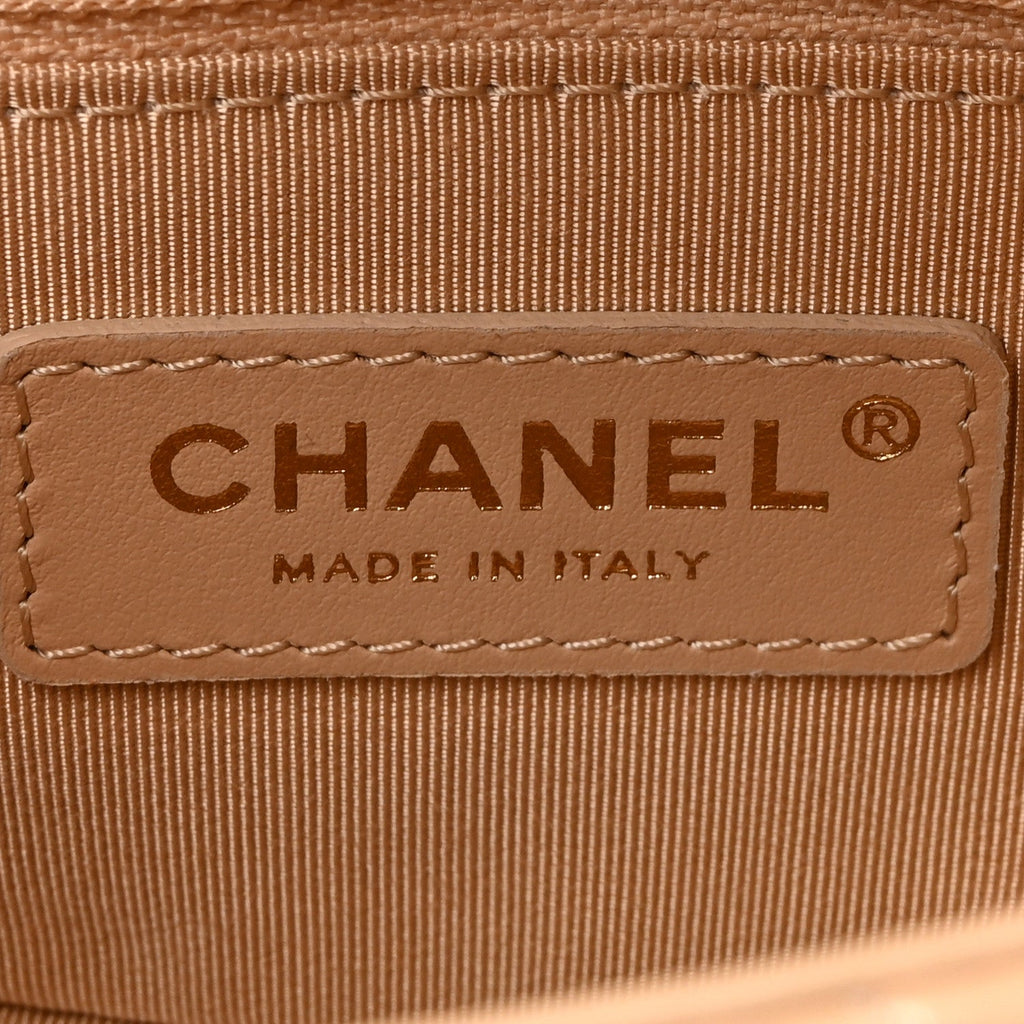 Chanel Lambskin Quilted CC Coin Flap Bag Beige