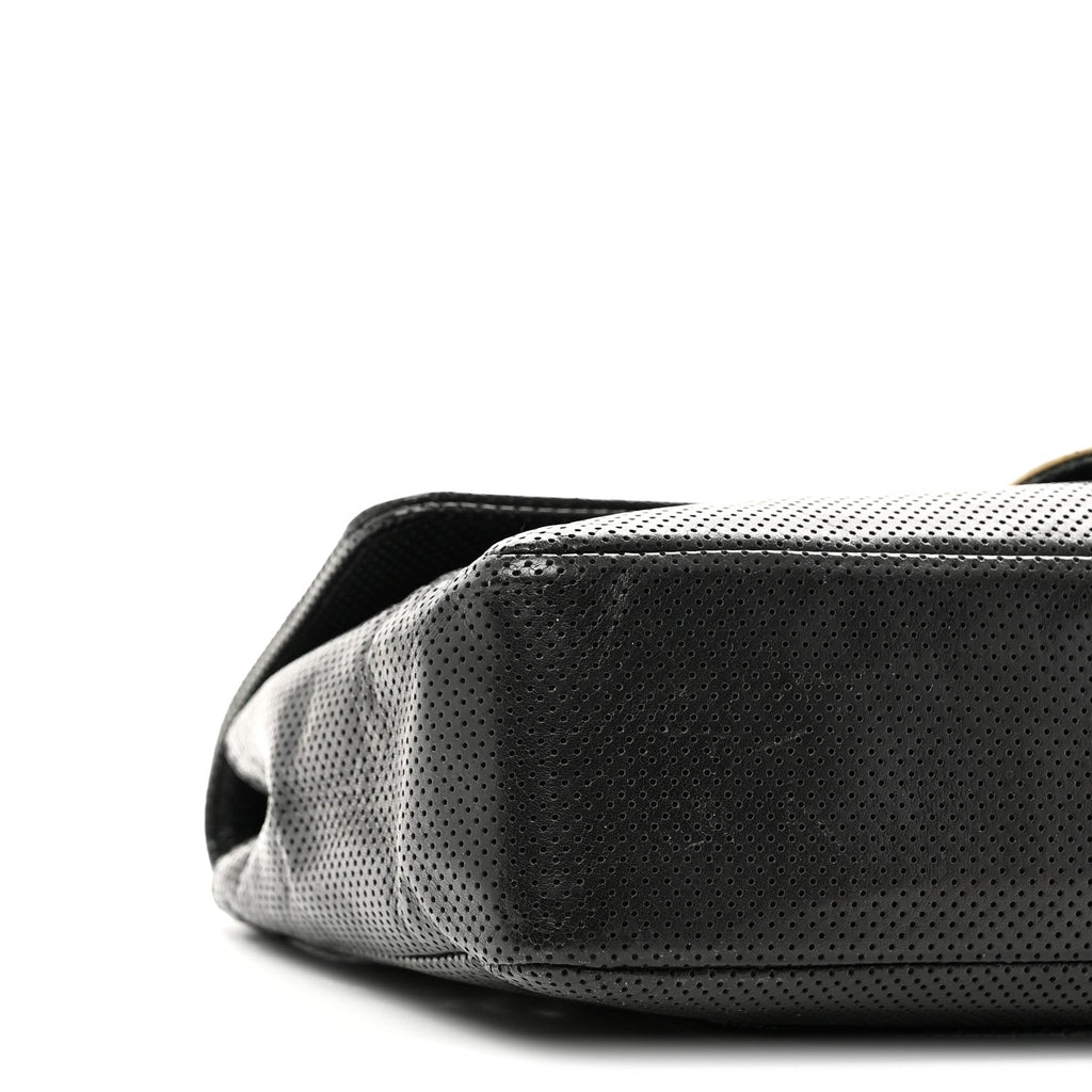 Chanel Lambskin Perforated Medium Single Flap Bag Black White