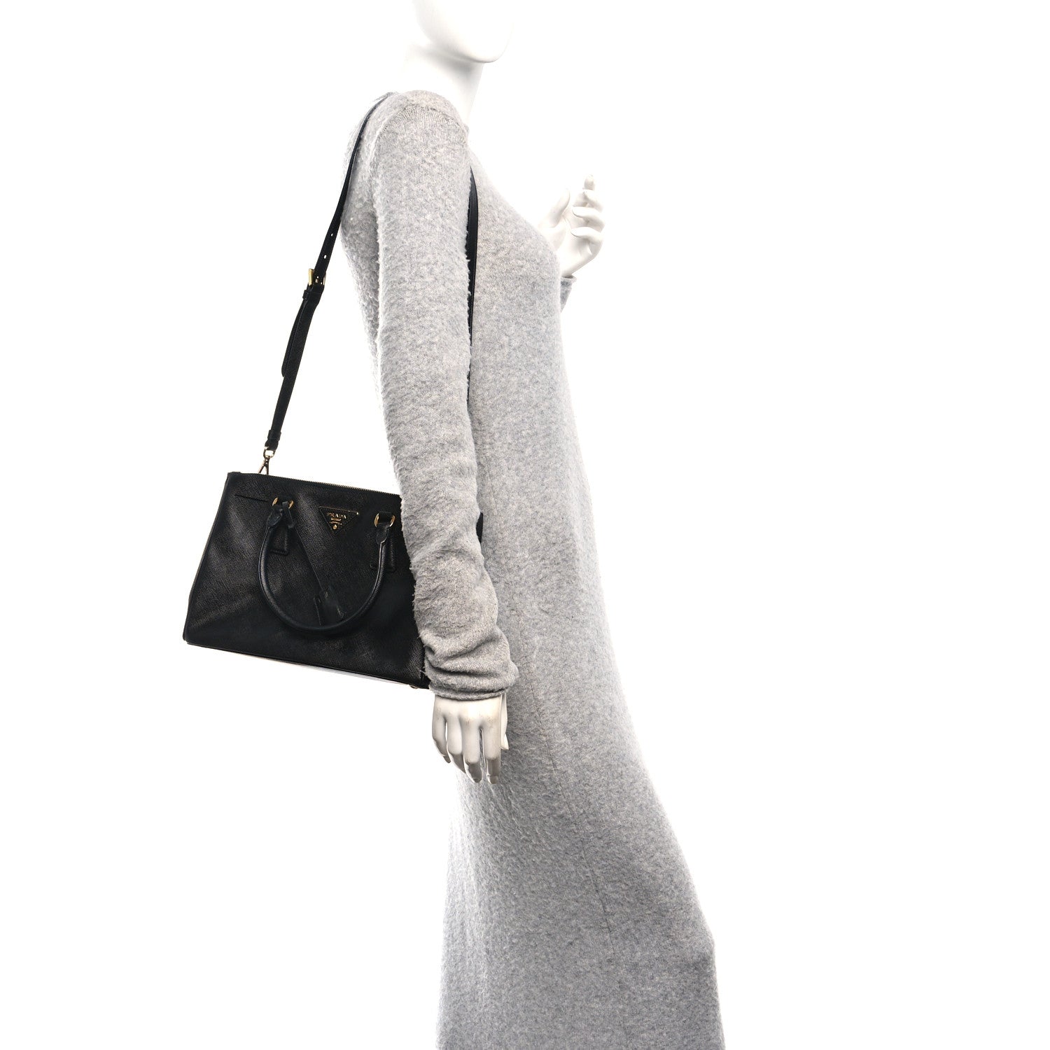 Prada Saffiano Small Galleria Double Zip Tote Black