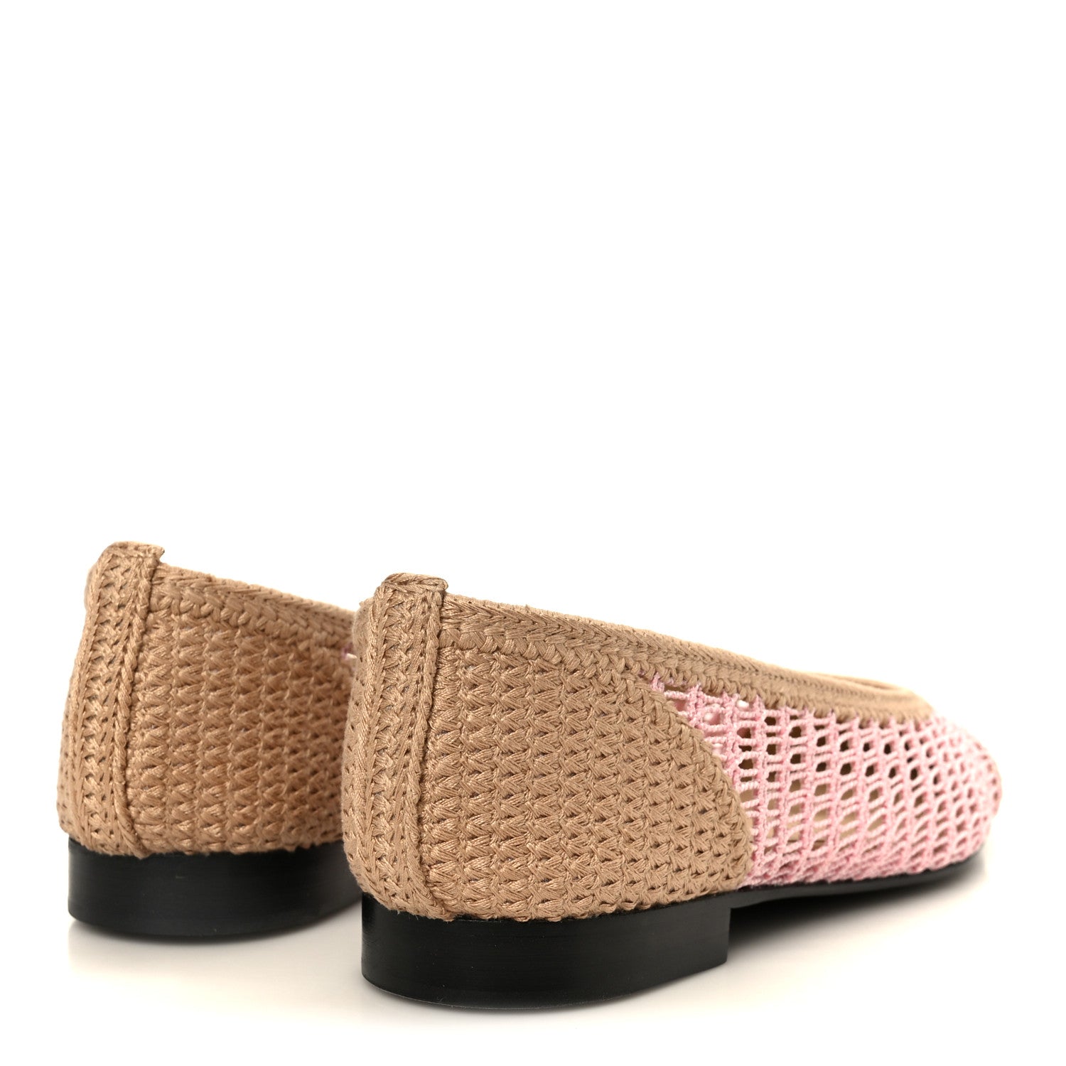 Raffia Cap Toe Ballerina Flats 36.5 Pink Beige