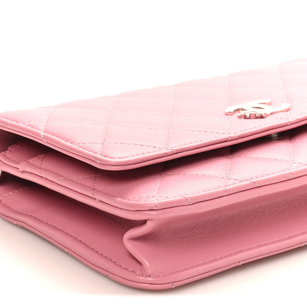 Chanel Lambskin Quilted Crystal Star Wallet On Chain WOC Pink