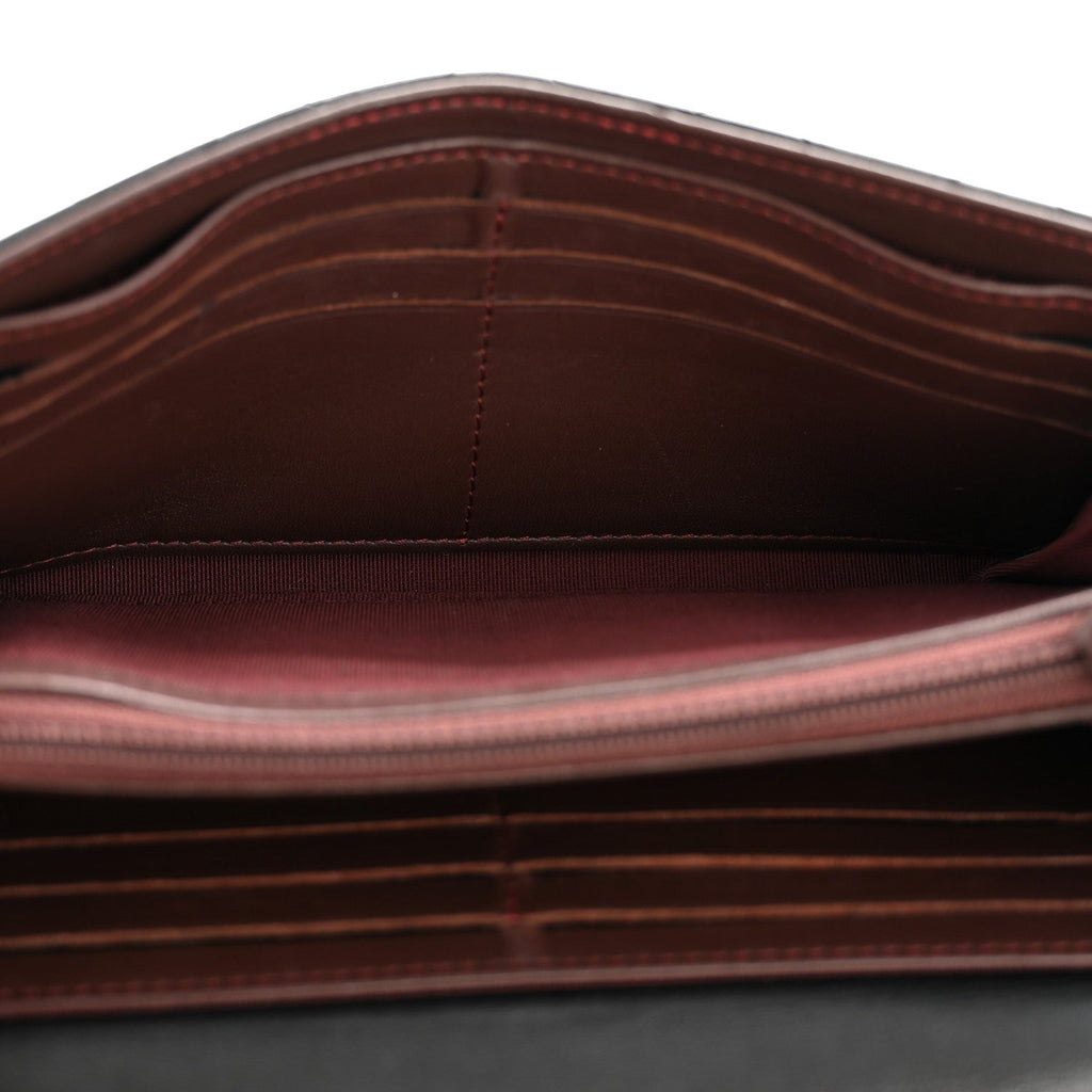 Lambskin Quilted Large Gusset Flap Wallet Black