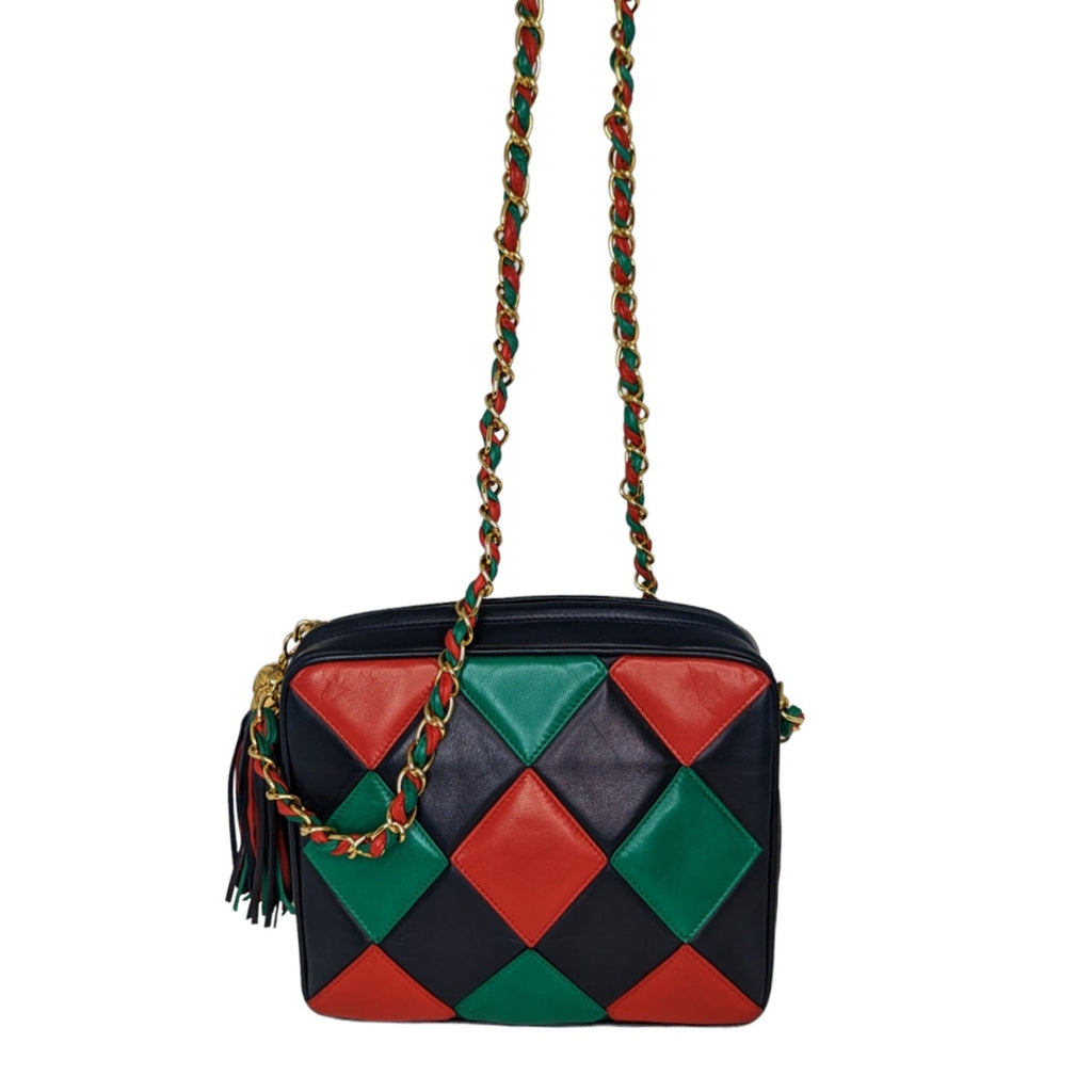 Chanel Vintage Harlequin Tassel Camera Shoulder Bag