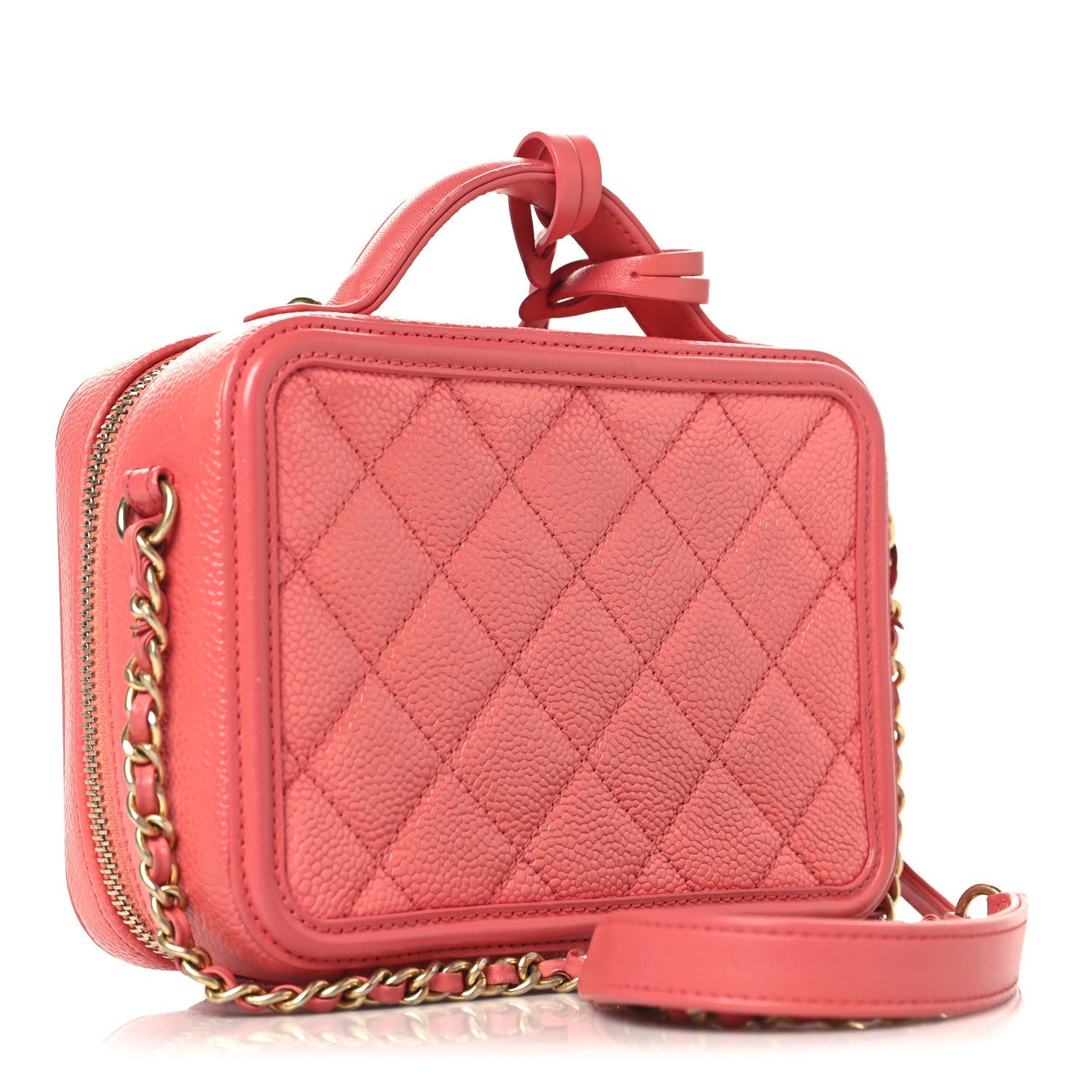 Chanel Caviar Quilted Small CC Filigree Vanity Case Pink