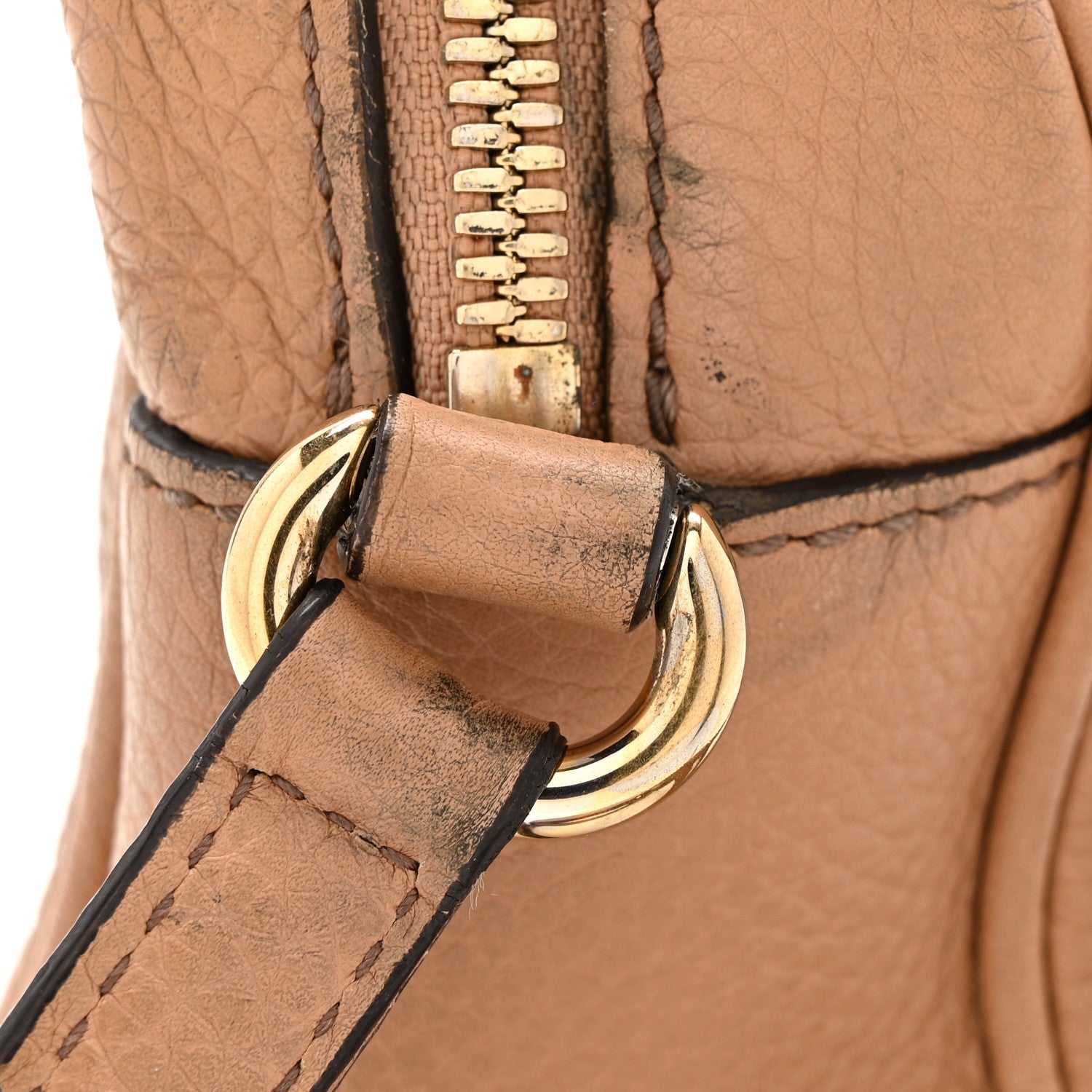 Gucci Pebbled Calfskin Small Soho Disco Bag Camelia