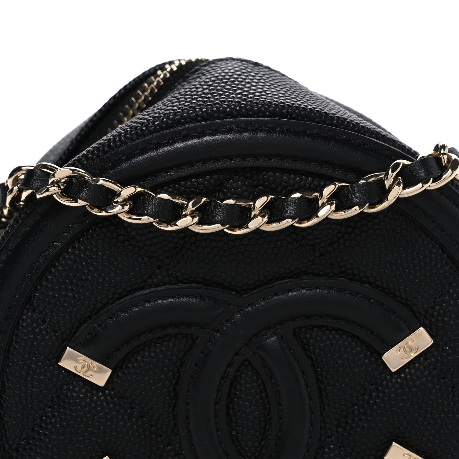 Chanel Caviar Quilted Round Filigree Crossbody Black
