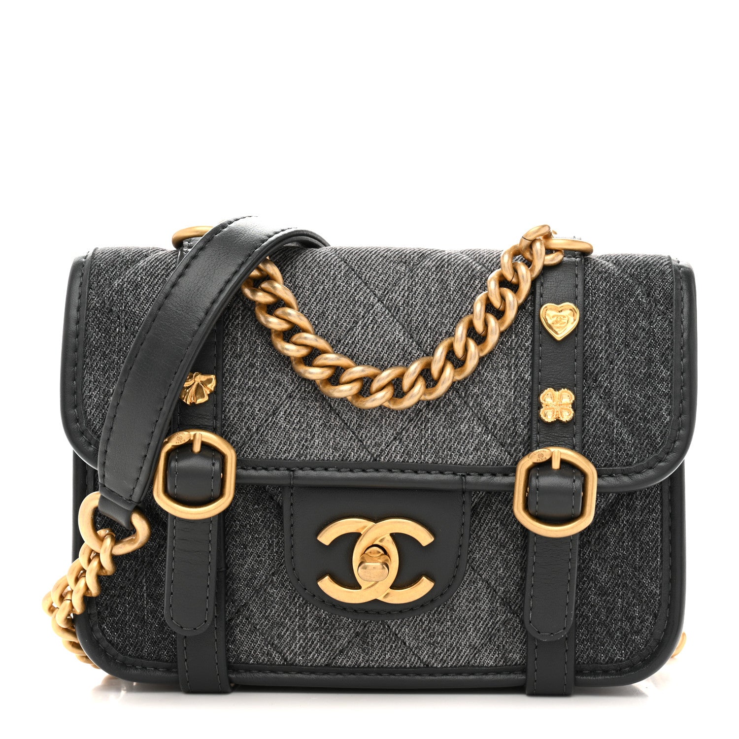 Chanel Denim Quilted Mini Flap Grey
