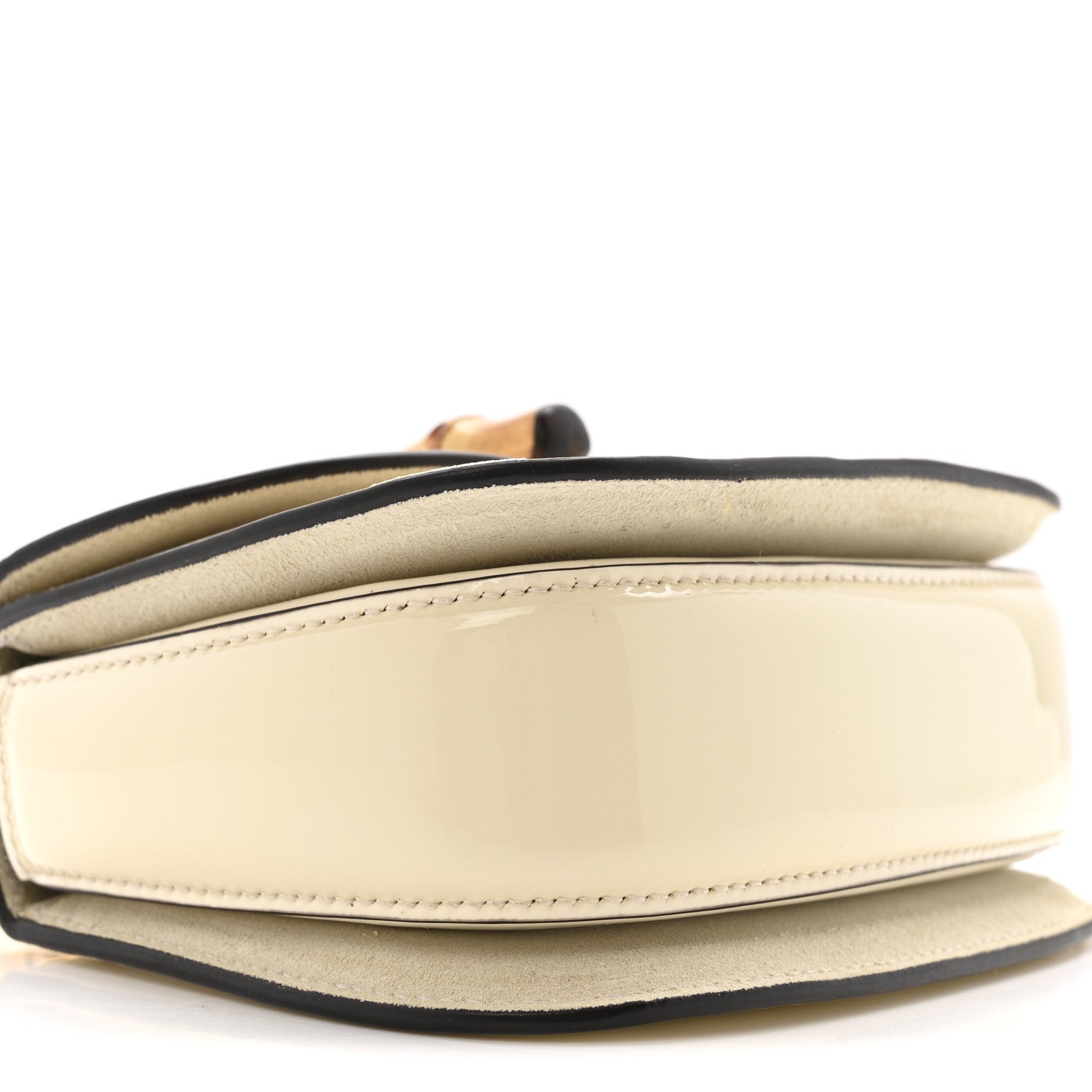 Gucci Patent Crystal Mini Bamboo 1947 Top Handle Chain Bag White