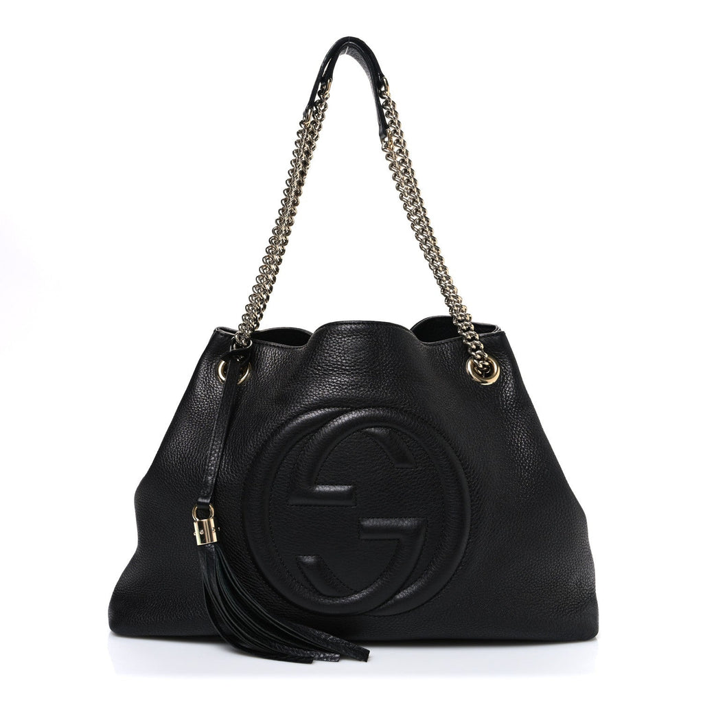 Gucci Pebbled Calfskin Medium Soho Chain Shoulder Bag Black