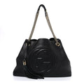 Gucci Pebbled Calfskin Medium Soho Chain Shoulder Bag Black