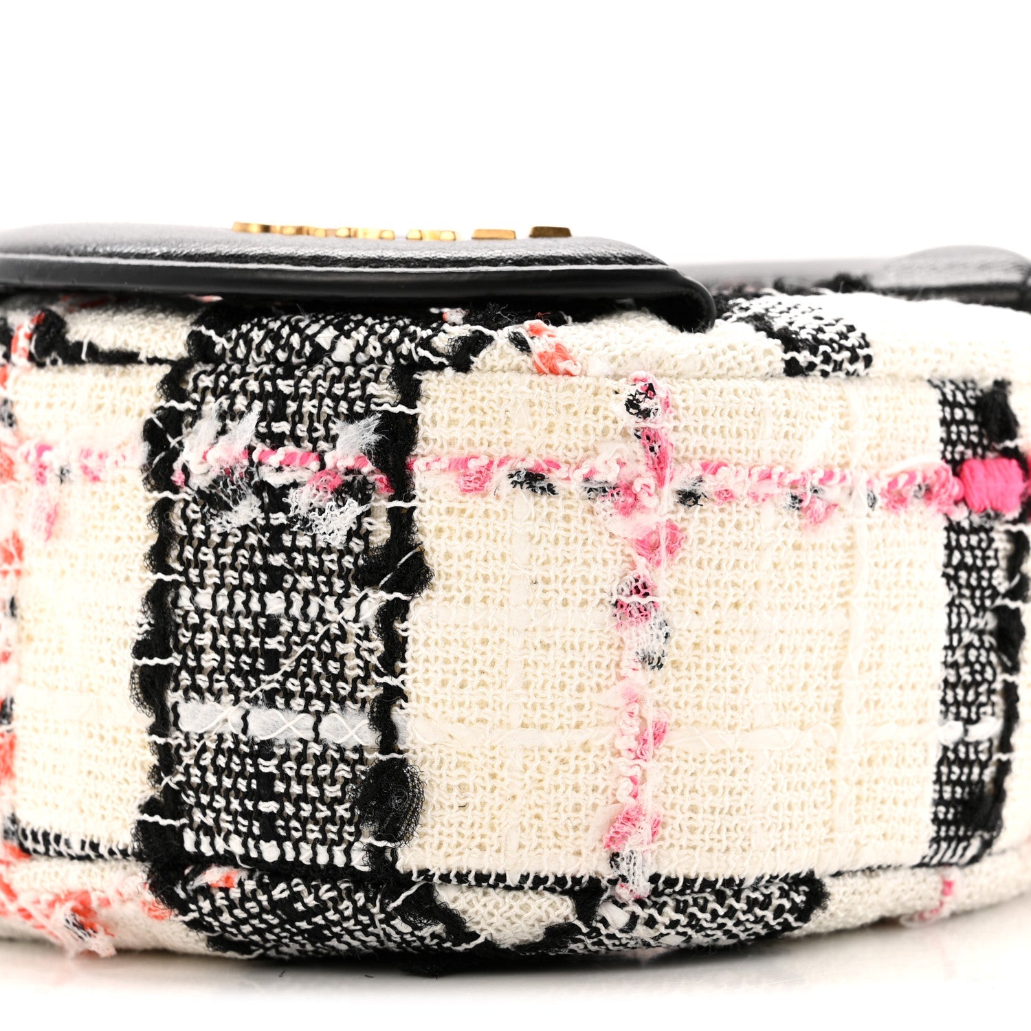 Chanel Tweed Lambskin Quilted Coco Midnight Camera Case White Black Multicolor