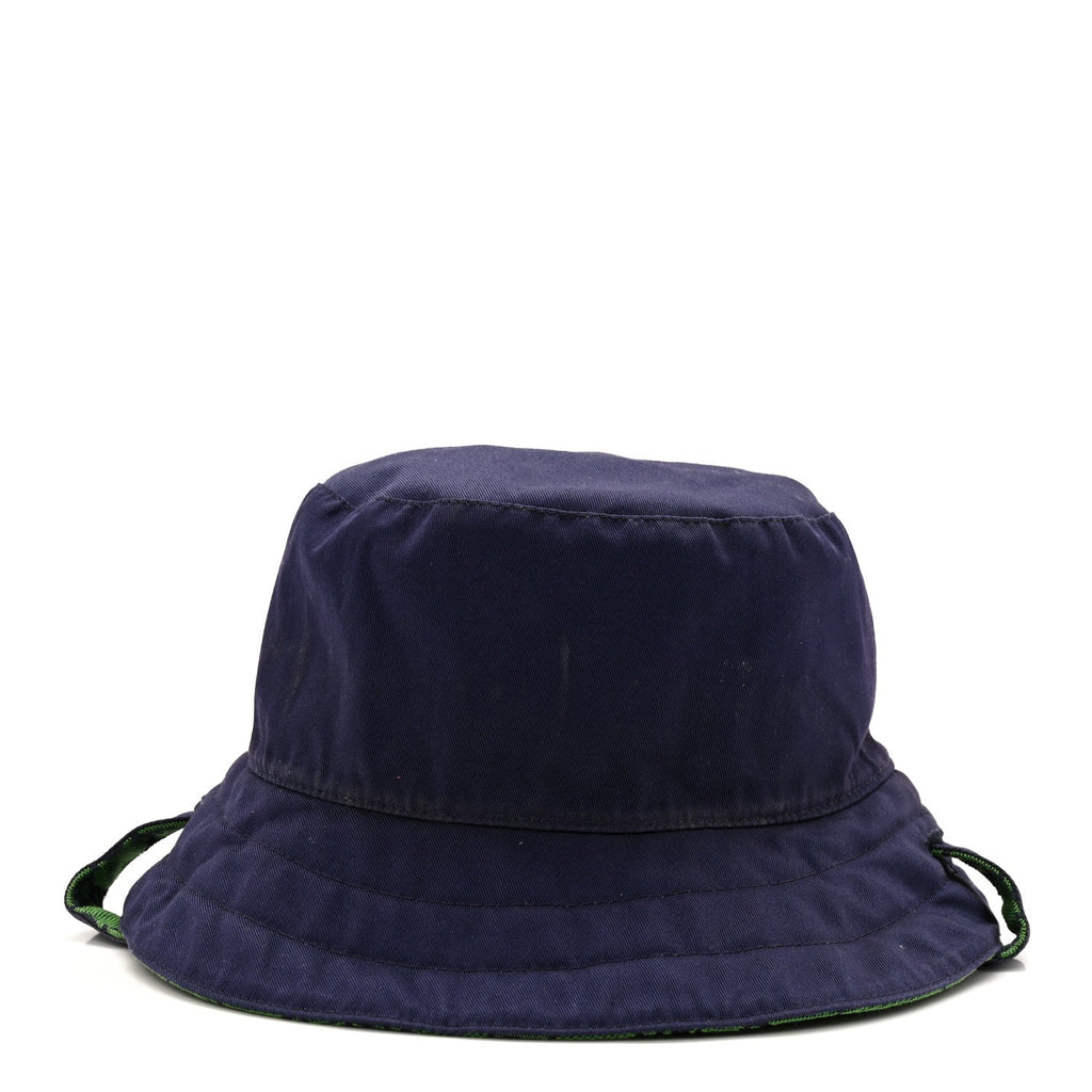 Gucci Monogram Multicolor Reversible Self-Tie Bucket Hat S Green Blue