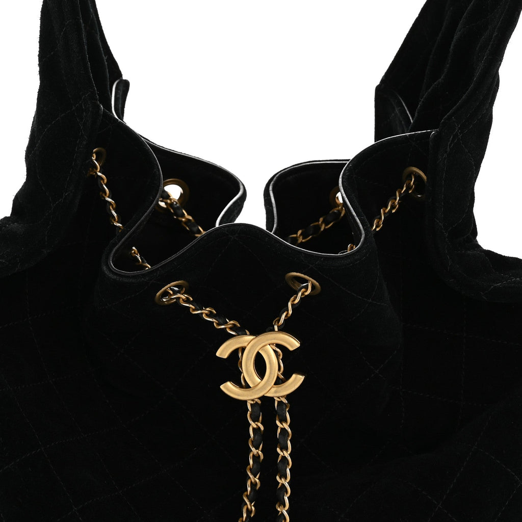 Chanel Suede Quilted Medium Chanel 25 Handbag Black