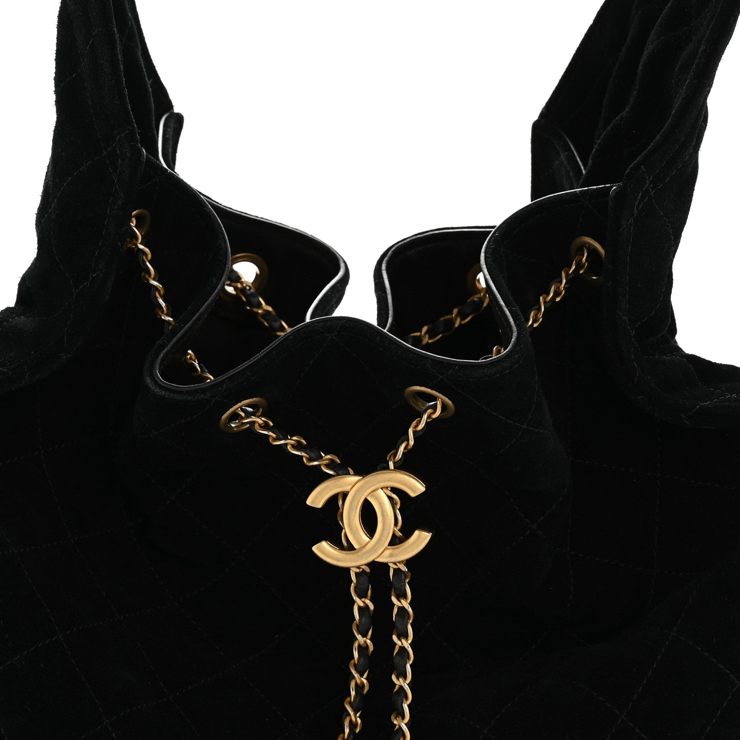 Chanel Suede Quilted Medium Chanel 25 Handbag Black