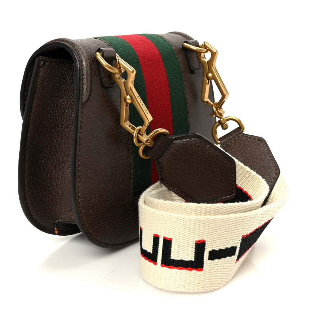 Gucci Textured Calfskin Web Crystal Heart Stripe Small Totem Shoulder Bag New Acero