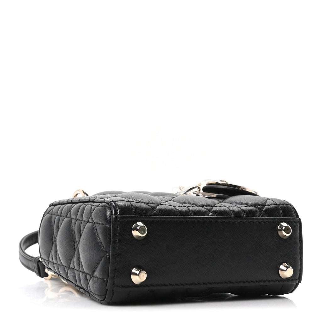Christian Dior Lambskin Cannage Micro Lady Dior Black