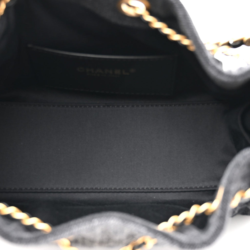 Chanel Washed Denim Quilted Mini Chanel 25 Handbag Black