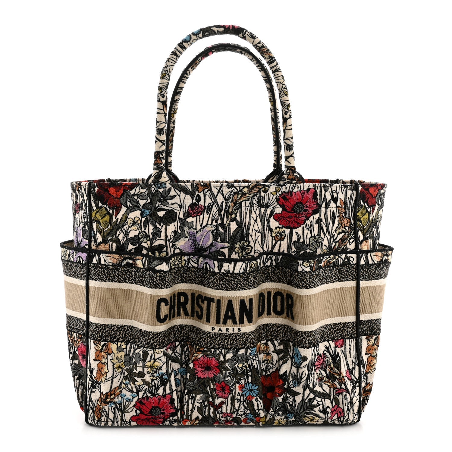 Christian Dior Canvas Embroidered Mille Fleurs Catherine Tote Multicolor
