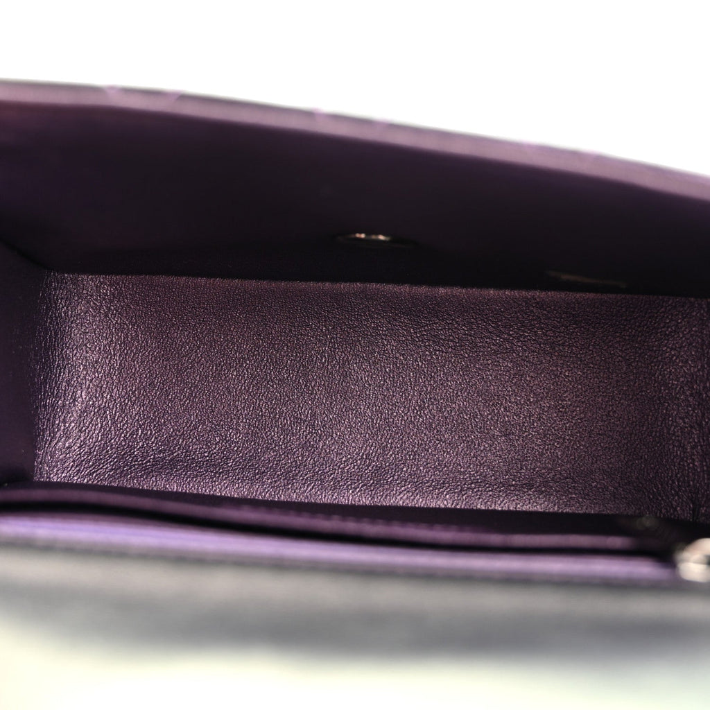 Chanel Iridescent Lambskin Quilted Mini Square Flap Dark Purple