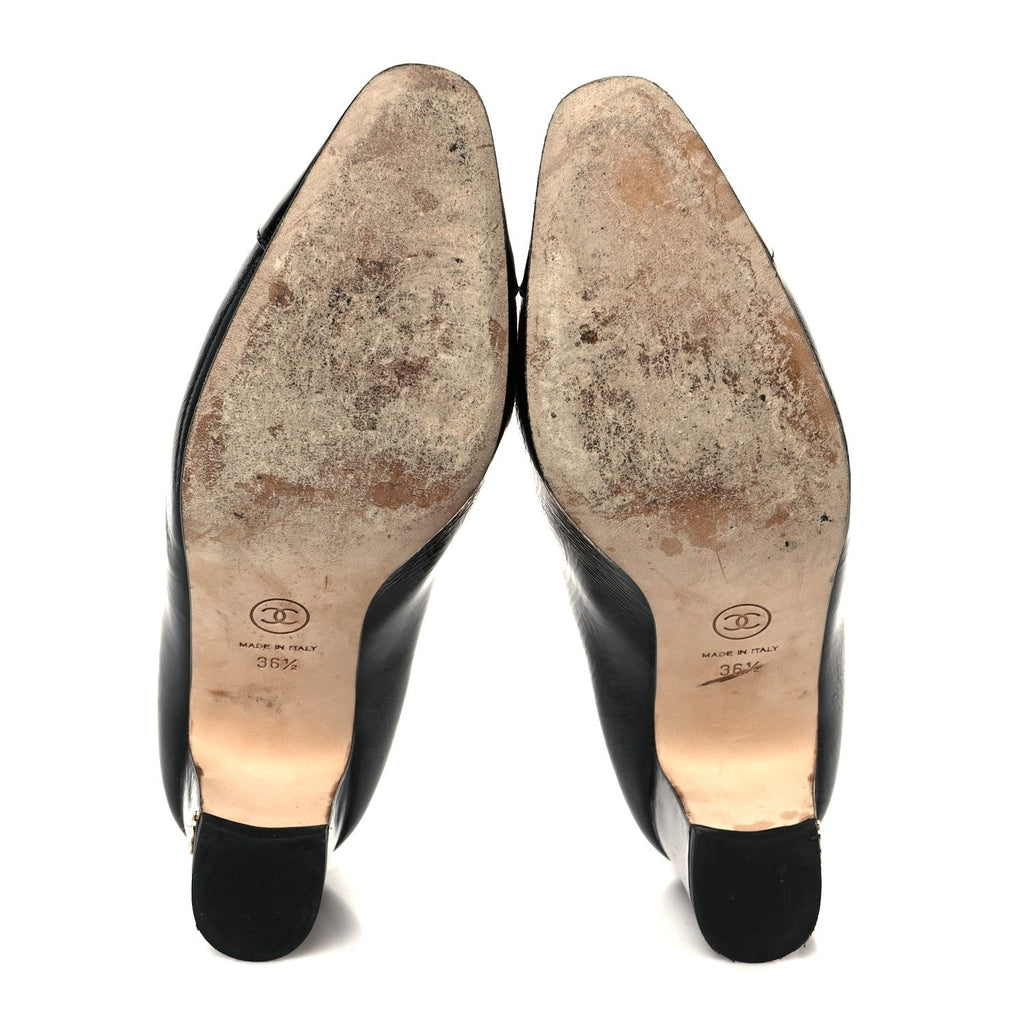 Patent Calfskin Cap Toe Mary Janes 36.5 Black