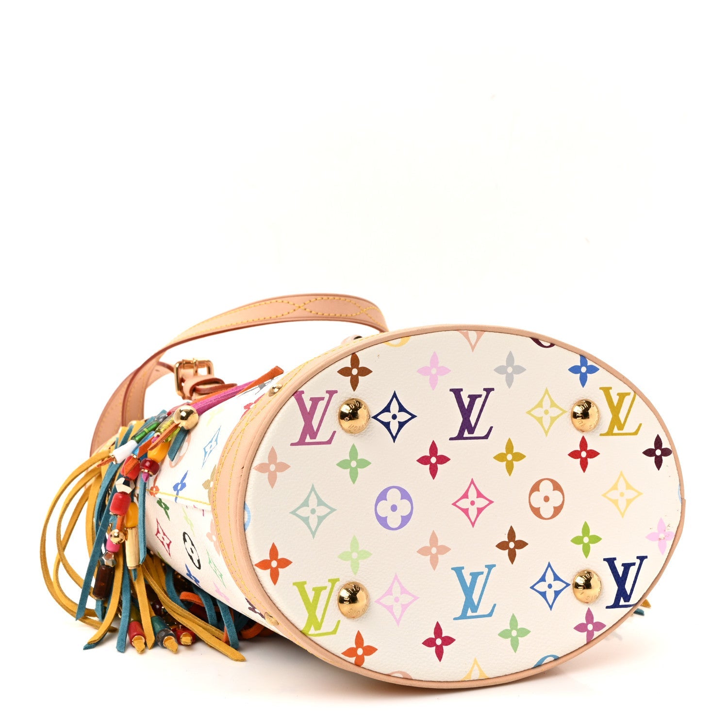 Louis Vuitton Monogram Multicolor Fringe Bucket White