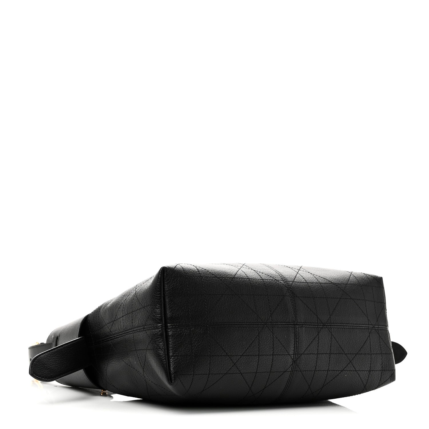 Christian Dior Grained Calfskin Flat Macrocannage Medium Voyage Bag Black